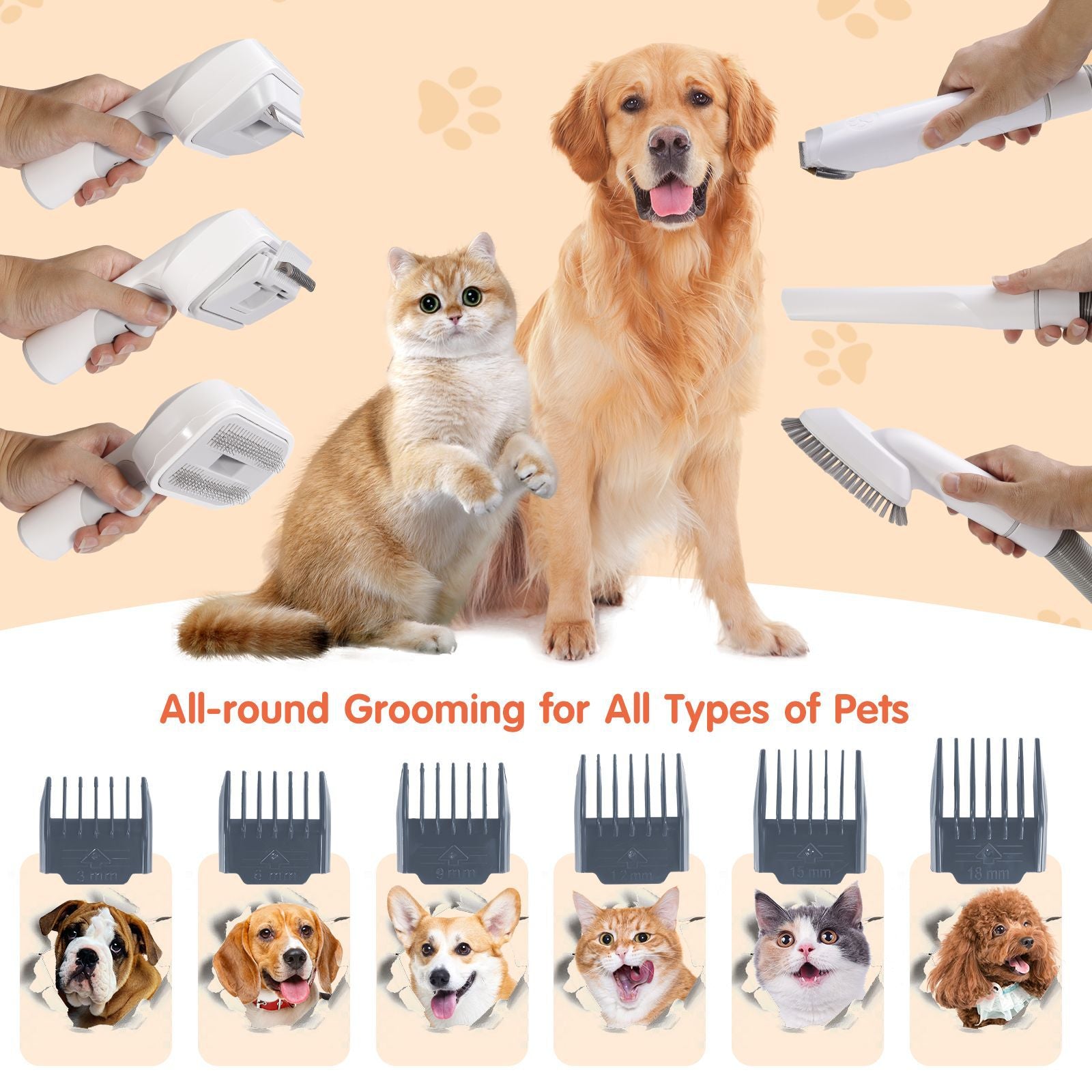 pet hair remover tool all round grooming for all types of pets. different blades