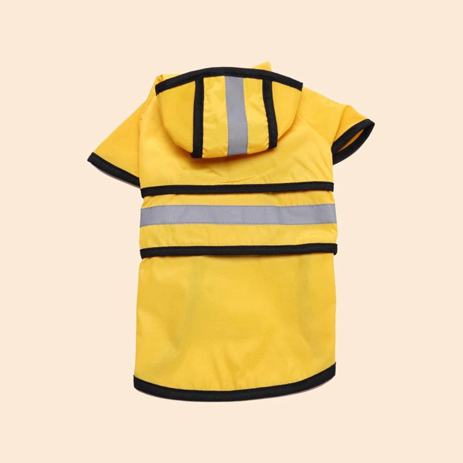 dog rain coat yellow with stripe no dog back