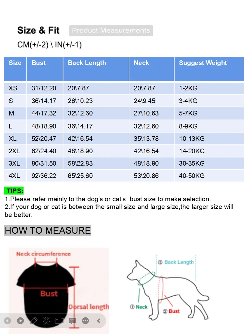 dog rain coat yellow with stripe size and fit chart