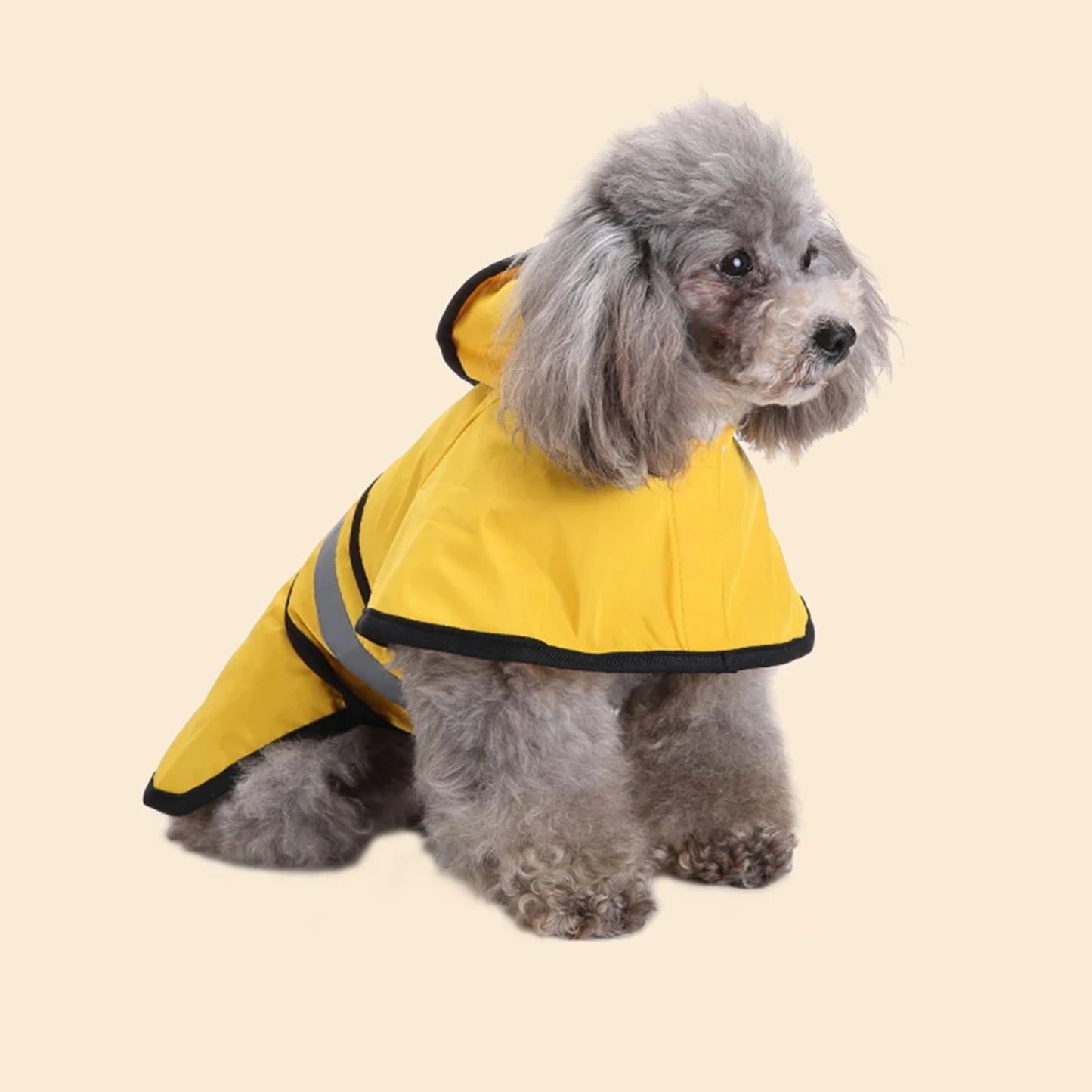 dog rain coat yellow with stripe side