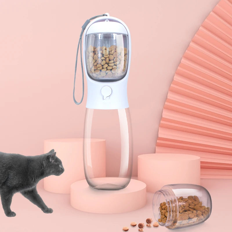 Hydrate & Feed on the move - 2-in-One PetWater Bottle & Food Dispenser - Wags & Whiskers