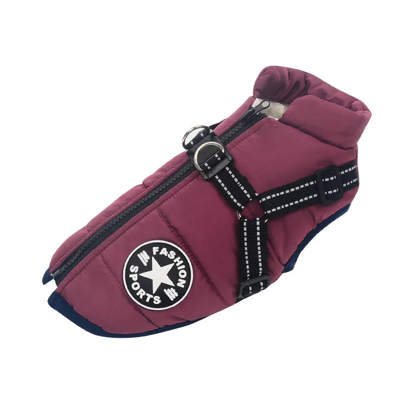 waterproof dog coat jacket maroon