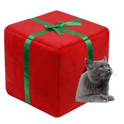 Christmas Pet Gift Cat Bed Cat Caves Variety Box Red with Cat