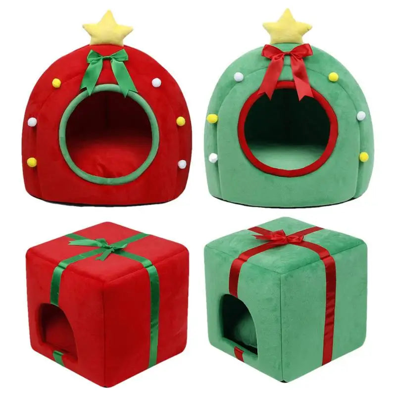 Christmas Pet Gift Cat Bed Cat Caves Variety plain background