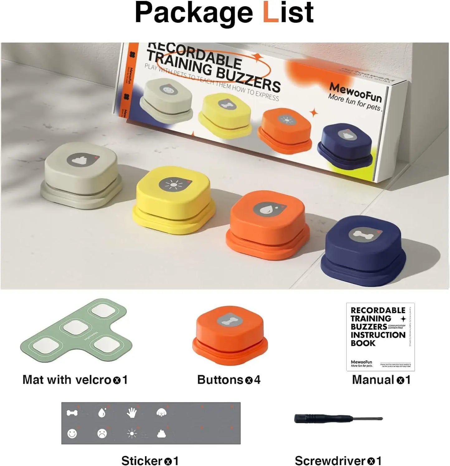 Interactive Dog Communication Buttons Package List